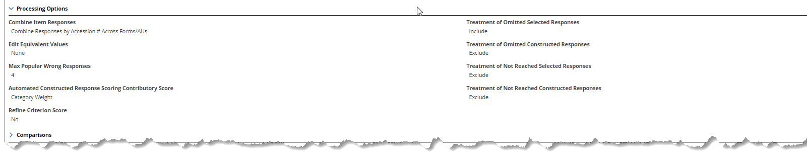 DIF Processing Options view